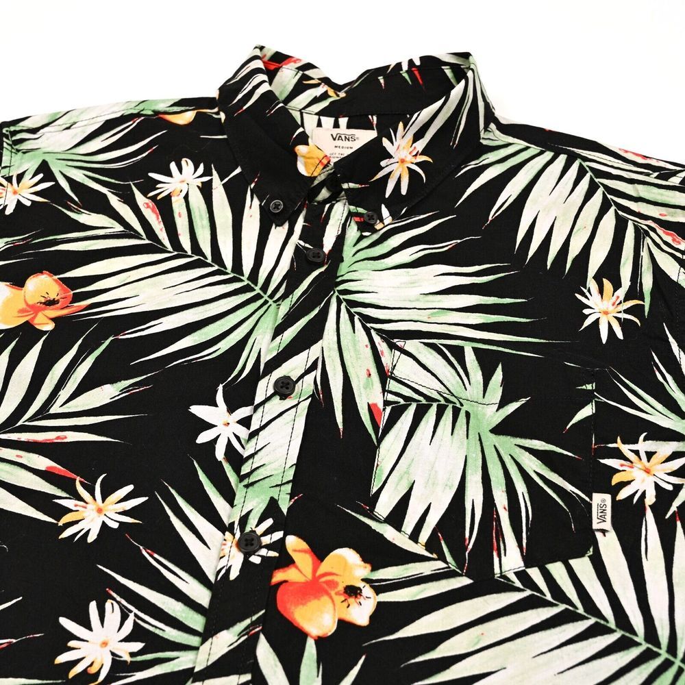 Vans Off The Wall Tailored Fit Button Up Hawaiian‎ Camp  Shirt Tropical Medium